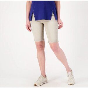 Isaac Mizrahi Live! True Denim Petite Pull On Bermuda Shorts-Spring Grey-Petit10